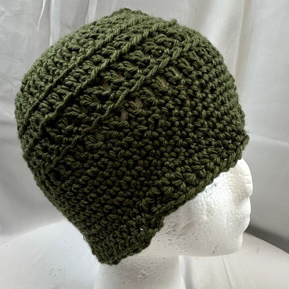 Handmade Green crochet cap 10" wide by 7 " tall hat NWOT child or adult - Picture 4 of 6